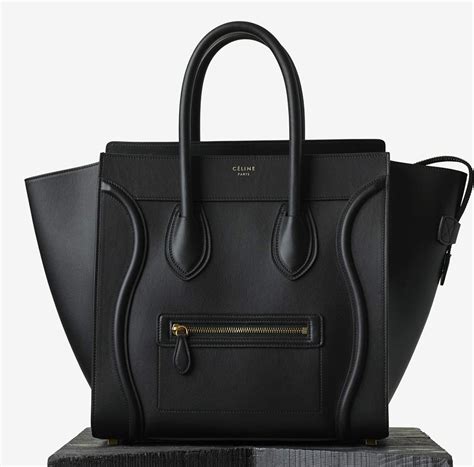 celine black leather luggage bag|celine shoulder luggage tote price.